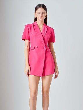 Endless Rose Pink SHORT SLEEVE BLAZER ROMPER size small